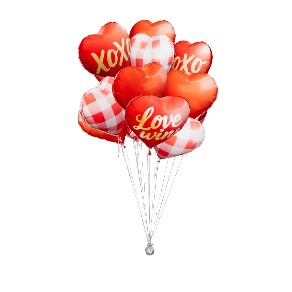 Red-LG04 Foil Heart Balloons 15pcs (18 inch)