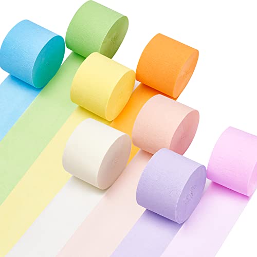 PartyWoo Crepe Paper Streamers 8 Rolls, 1.8 Inch x 82 Ft/Roll, Pink St