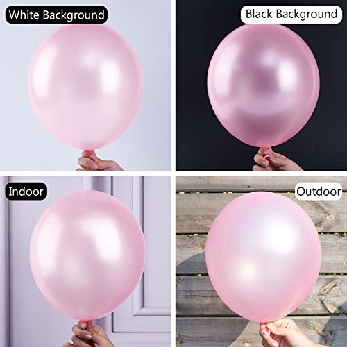  AnnoDeel 50 pcs 12inch Pink and White Balloons, Pearl