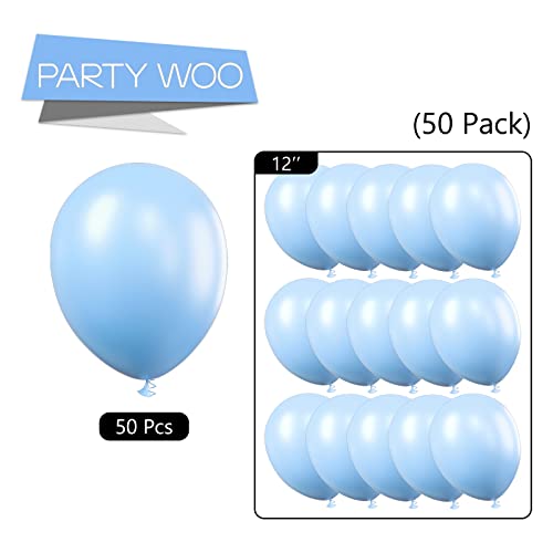 PartyWoo Metallic Light Blue Balloons, 50 pcs 12 Inch Light Blue Metallic  Balloons, Metallic Balloons for