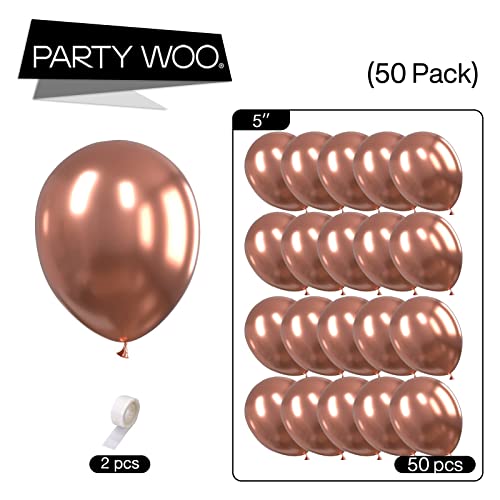 PartyWoo Rose Gold Balloons, 50 pcs 5 inch Metallic Balloons and Ballo