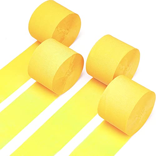 AimtoHome Yellow Crepe Paper Streamers, 12 Rolls Yellow Party