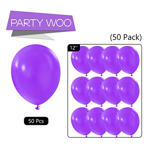 PartyWoo Pearl Purple Balloons, 50 pcs 12 Inch Latex Balloons, Party B