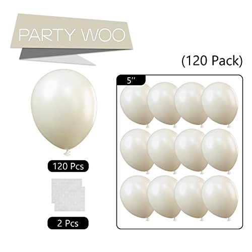 PartyWoo White Sand Balloons, 120 pcs 5 Inch Boho White Balloons, Sand