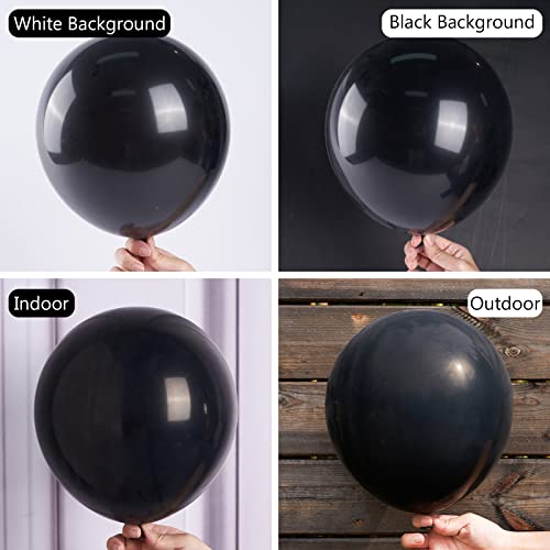PartyWoo Black Balloons, 50 pcs 5 inch Matte Balloons with Balloon Glu