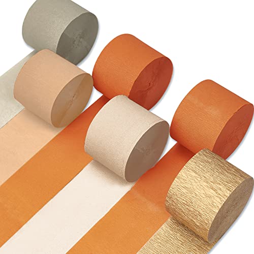 PartyWoo Crepe Paper Streamers 6 Rolls 492ft, Pack of Crepe Paper Red Streamers Party Decorations, Crepe Paper for Birthday Decorations, Party