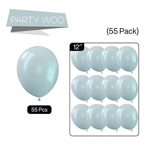 PartyWoo Pale Aqua Balloons, 50 Pcs 12 Inch Boho Blue Balloons, Pale B