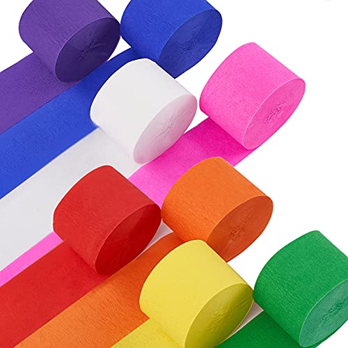 mnjin crepe paper streamers, 8 pcs 82ft party streamers party