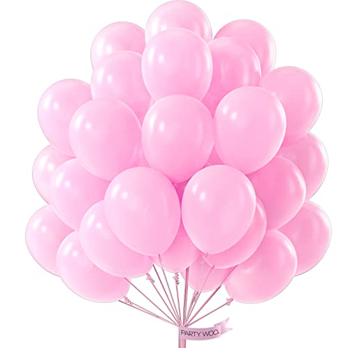  AnnoDeel 50 pcs 12inch Pink and White Balloons, Pearl