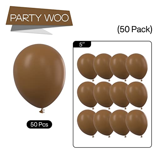 PartyWoo Retro Brown Balloons, 50 pcs 5 Inch Coffee Brown Balloons, Da