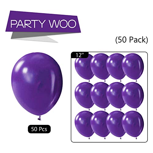 PartyWoo Dark Purple Balloons, 50 pcs 12 inch Deep Purple Latex Balloo
