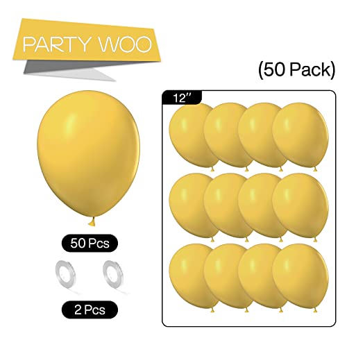 PartyWoo Yellow Balloons, 50 pcs 12 inch Latex Balloons, Yellow Balloo