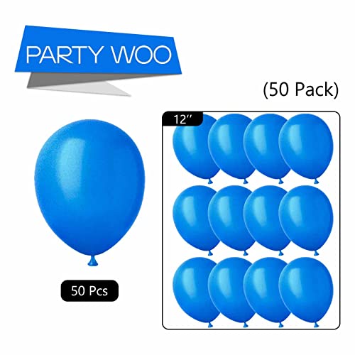 PartyWoo Blue and White Balloons 100 Pcs 12 inch Royal Blue Balloons Light Blue Balloons White Balloons Blue Balloons Latex Balloons for Boys