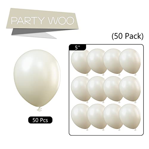 PartyWoo Retro White Balloons, 50 pcs 5 Inch White Sand Balloons, Late