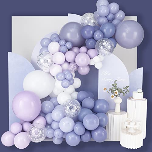 SKYIOL Pastel Arche Ballon Violet Blanc Argenté 100 Pcs Helium