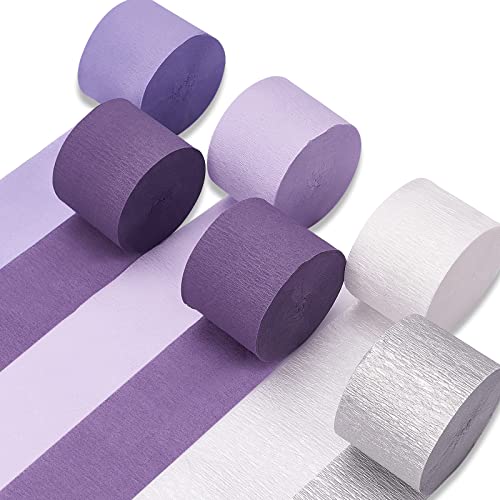 Kleeblatt 8 Rolls Crepe Paper Streamers for Wedding Streamers Birthday  Decorations Baby Shower Graduation DIY Supplies (Silver/Purple)