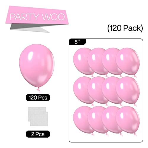 PartyWoo Light Pink Balloons, 120 pcs 5 Inch Pearl Light Pink Balloons