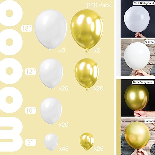 PartyWoo Gold Balloons, 50 pcs 12 inch Metallic Balloons and 20m Ribbon,  Gold