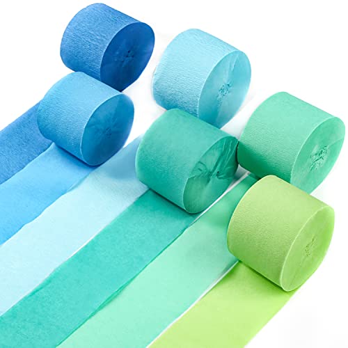 PartyWoo Crepe Paper Streamers 6 Rolls, 1.8 Inch x 82 Ft/Roll, 6 pcs S