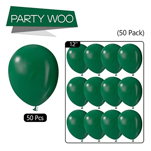 PartyWoo Pearl Hunter Green Balloons, 50 pcs 12 Inch Latex Balloons, P