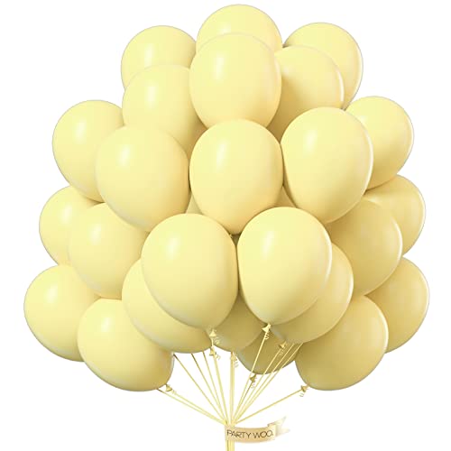PartyWoo Yellow Balloons, 50 pcs 12 Inch Pastel Yellow Balloons, Latex