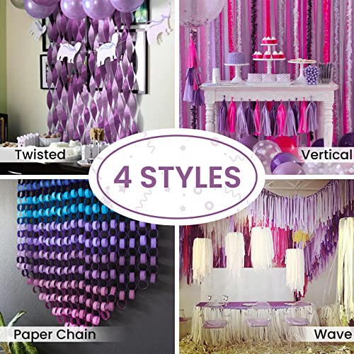  PartyWoo Crepe Paper Streamers 6 Rolls 492ft, Pack of Peach,  Purple, Light Pink and Pastel Blue Party Streamers for Mermaid Birthday  Decorations, Mermaid Party Decorations (1.8 Inch x 82 Ft/Roll) 