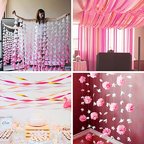 PartyWoo Crepe Paper Streamers 8 Rolls, 1.8 Inch x 82 Ft/Roll, Party  Streamers, Pink Gold White Streamers, Long Birthday Streamers for Birthday