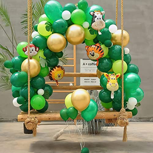 Partywoo Green and Gold Balloon Garland Kit, 121 Pcs Jungle Theme Party  Supplies 744110478549