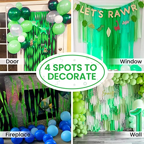 PartyWoo Crepe Paper Streamers 6 Rolls 492ft, Pack of Crepe Paper Green  Streamers Party Decorations, Crepe Paper for Birthday Decorations, Party