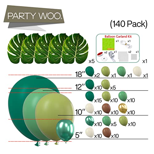 PartyWoo partywoo metallic olive green balloons, 100 pcs green metallic  balloons different sizes pack of 18 inch 12 inch 10 inch 5 inc