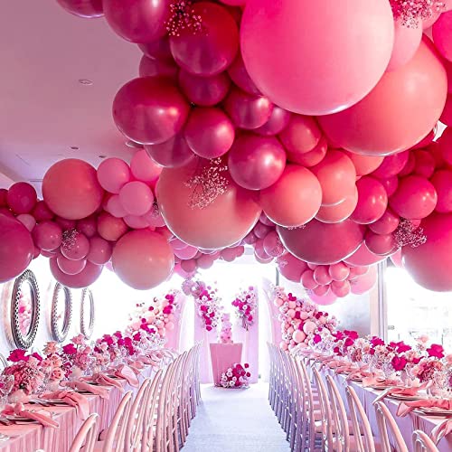 PartyWoo Hot Pink Balloons, 120 pcs 5 inch Latex Balloons with Balloon  Glue, Birthday Balloons, Small Balloons, Party Balloons for Pink Party