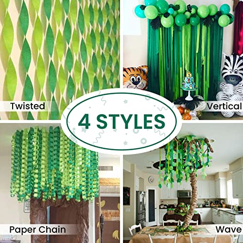 PartyWoo Crepe Paper Streamers 6 Rolls 492ft, Lime Green, Dark Green, Mint  Green, Gold, for Birthday Decorations, Jungle Party Decorations, Baby