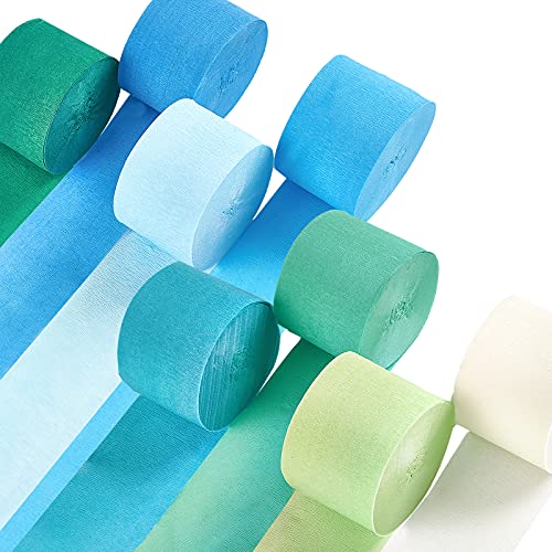 PartyWoo Crepe Paper Streamers 8 Rolls, 1.8 Inch x 82 Ft / Roll, Party