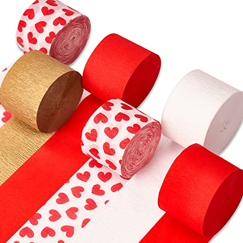 PartyWoo Crepe Paper Streamers 6 Rolls 492ft, Pack of Hot Pink Party Streamers Party Decorations, Crepe Paper for Birthday Decorations, Party