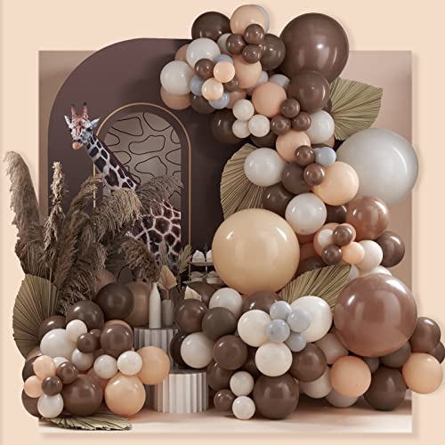 PartyWoo Brown Balloons, 140 pcs Woodland Baby Shower Decorations, Nud