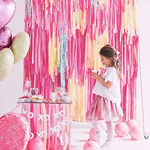 Pink and Light Pink Crepe Paper Streamers 1.8 Inch Widening 6 Rolls Party  Streamer Festival Party Decorations,a roll of 25m/82ft Per Volume for