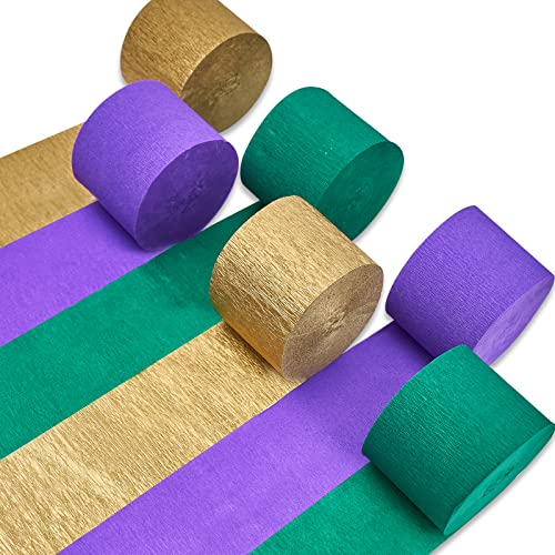 PartyWoo Crepe Paper Streamers 6 Rolls 492ft, Pack of Crepe Paper in Green and Light Green Color, Crepe Paper for Birthday Decorations, Party