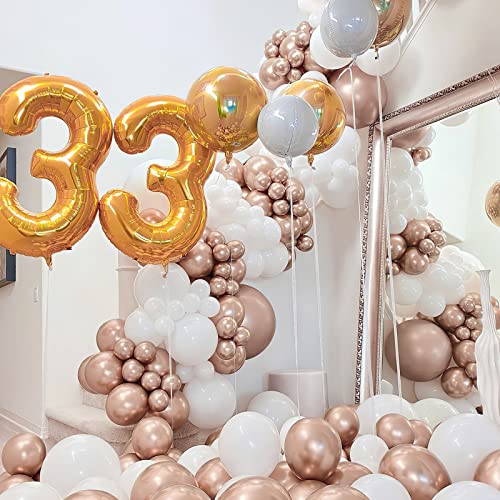 PartyWoo Rose Gold Balloon Garland, 100 pcs Balloons Different Sizes Pack  of 18 Inch 12 Inch 10 Inch 5 Inch Rose Gold Champagne Gold Bronze Silver