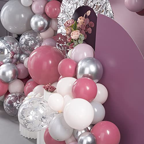 PartyWoo Dusty Rose Balloon Arch Kit 140 PCS for Dusty Pink Birthday