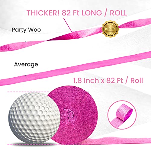 PartyWoo Crepe Paper Streamers 4 Rolls 328ft, Pack of Light Pink Crepe