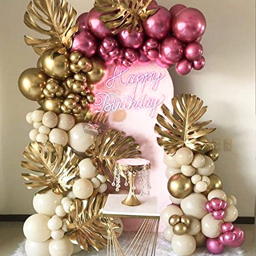 PartyWoo Metallic Dark Pink Balloons, 140 pcs Pink Balloons Different Sizes Pack of 18 Inch 12 Inch 10 Inch 5 Inch for Balloon Garland Birthday Decorations, Party Decorations, Baby Shower Decorations