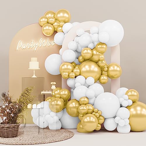 PartyWoo 140 pcs Black and Gold Balloon Arch Kit, Black and Gold Ballo