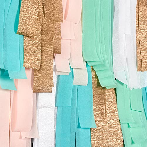 PartyWoo Crepe Paper Streamers 6 Rolls 492ft, Pack of Crepe Paper in Sky Blue and Light Blue, Crepe Paper for Birthday Decorations, Party