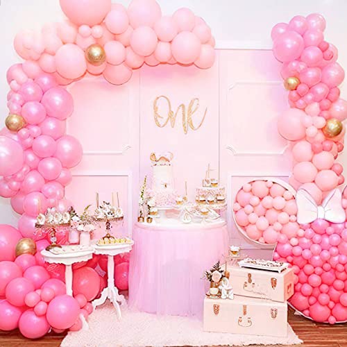 PartyWoo Pink Balloons, 50 pcs 12 Inch Pearl Pink Balloons, Pink Pearl  Balloons for Balloon Garland