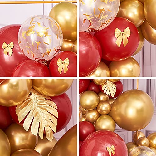 PartyWoo Red and Gold Balloons, 140 pcs Ruby Red and Gold Balloons Dif