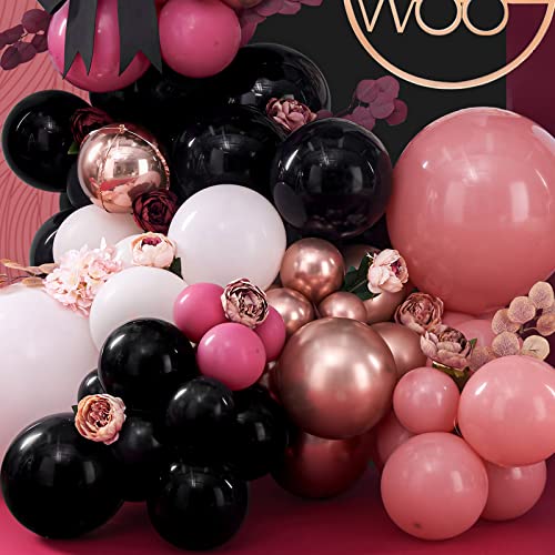 PartyWoo Burgundy Black Balloons, Red and Black Balloons, Gold Black a