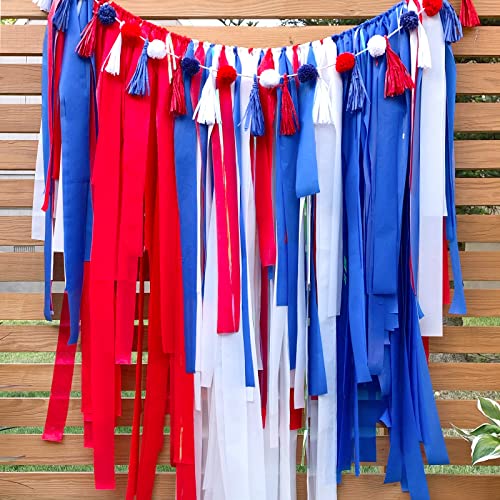 Patriotic Party Red, White, and Blue Crepe Paper Streamer Decorations –  Home & Hoopla