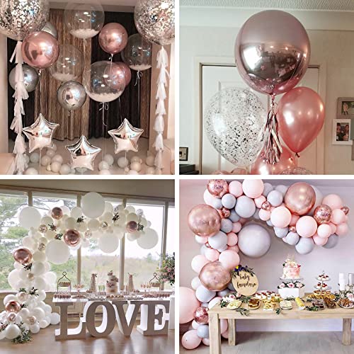 PartyWoo Rose Gold Balloons, 6 pcs Rose Gold Birthday Decorations, 22