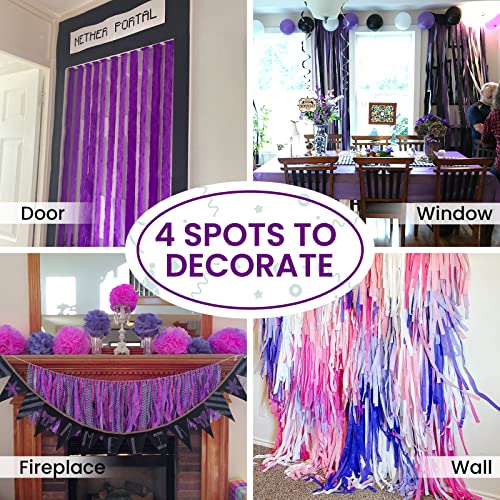 PartyWoo Crepe Paper Streamers 6 Rolls 492ft, Purple, Silver, White, f