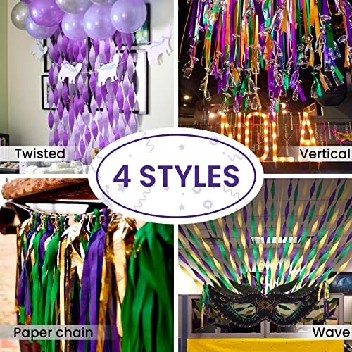 PartyWoo Crepe Paper Streamers 4 Rolls 328ft, Pack of Dark Purple Crepe Paper for Party Decorations, Wedding Decorations, Birthday Decorations, Baby